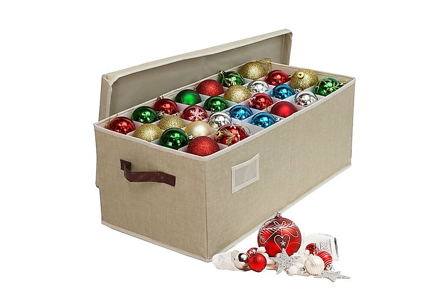relaxdays Aufbewahrungsbox Weihnachtskugel Aufbewahrungsbox, Beige günstig online kaufen