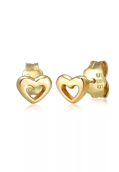 Elli Premium Paar Ohrstecker "Stecker Herz Liebe Symbol Fein 585er Gelbgold günstig online kaufen