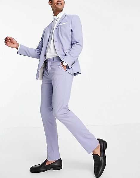 Selected Homme – Schmal geschnittene Anzughose in Hellblau-Lila günstig online kaufen