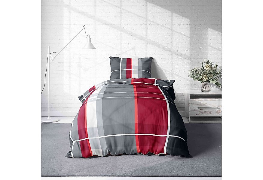 One Home Bettwäsche Winter Bassam, Flanell, 2 teilig, kariert gestreift, ku günstig online kaufen