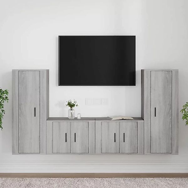 Vidaxl 4-tlg. Tv-schrank-set Grau Sonoma Holzwerkstoff günstig online kaufen