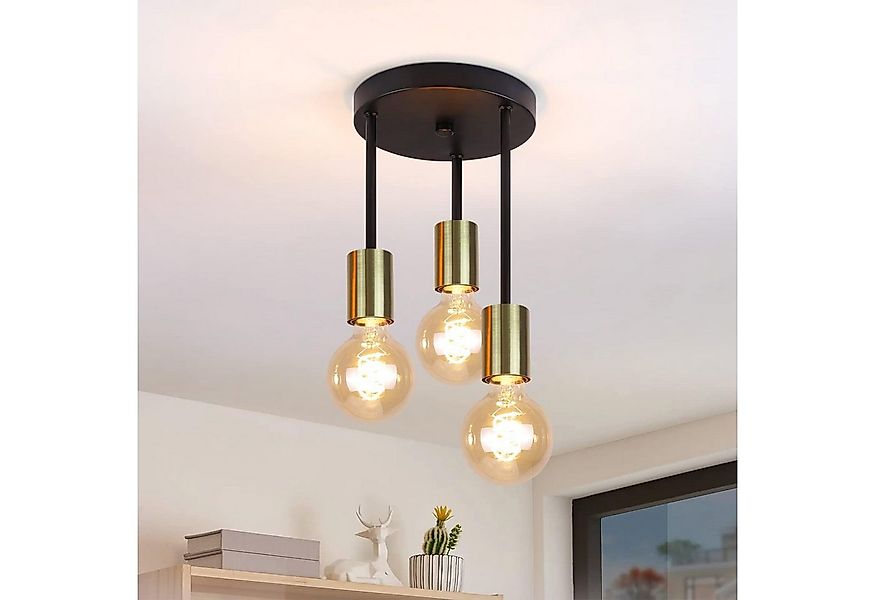 ZMH LED Deckenleuchte 3/6 Flammig Deckenstrahler Vintage E27 Schwarz-Gold S günstig online kaufen