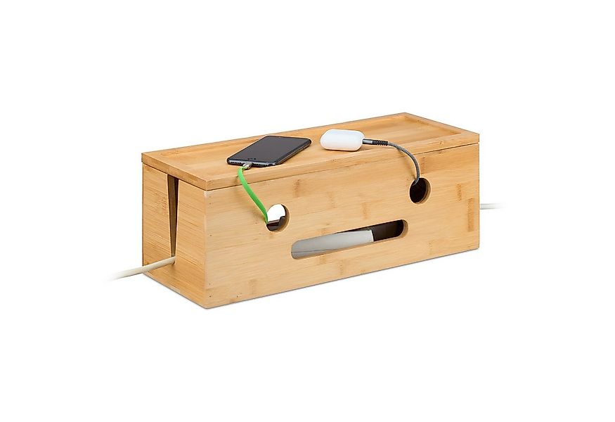 relaxdays Kabelbox aus Bambus günstig online kaufen
