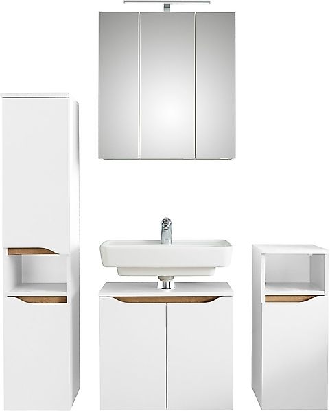 Saphir Badmöbel-Set »Quickset 4-teilig, Waschbeckenunterschrank mit LED-Spi günstig online kaufen