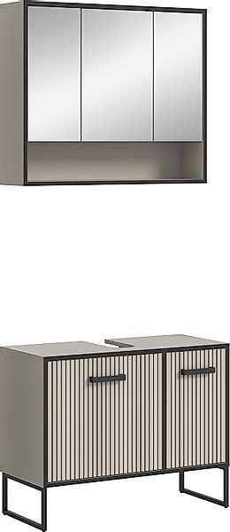 welltime Badmöbel-Set »Locri, Breite 80 cm, Rillenoptik, Metallkufen« 2 Stk günstig online kaufen