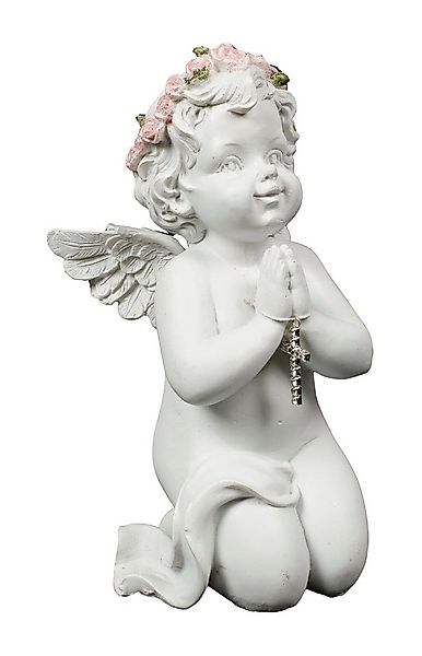 Figuren Shop GmbH Dekofigur Weiße Engel Figur betend mit Kreuz - Cherub Put günstig online kaufen