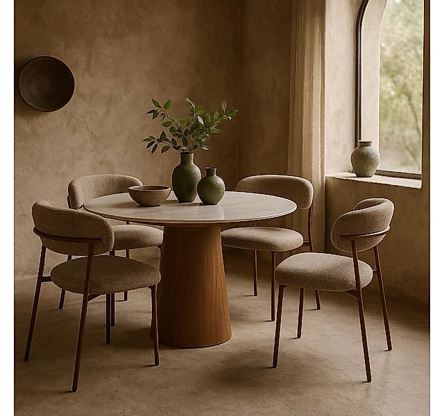 Sitheim-Europe Esstisch GAGAN Esstisch rund Keramik Marmordesign weiß 120 c günstig online kaufen