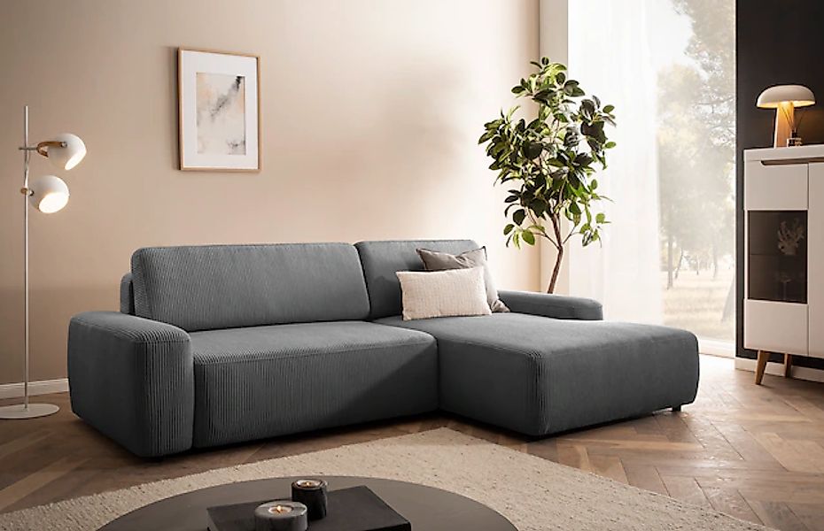 INOSIGN Ecksofa »TORGE (264cm), Schlafsofa in Cord, Samtvelours o Struktur günstig online kaufen