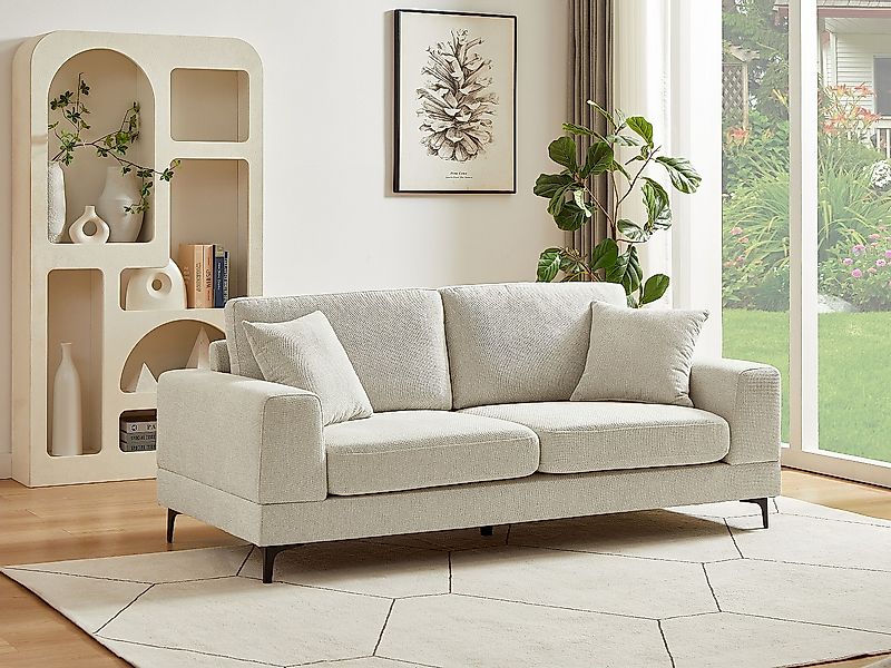 Sofa 2-Sitzer – Strukturstoff – Beige – JAMOLO günstig online kaufen