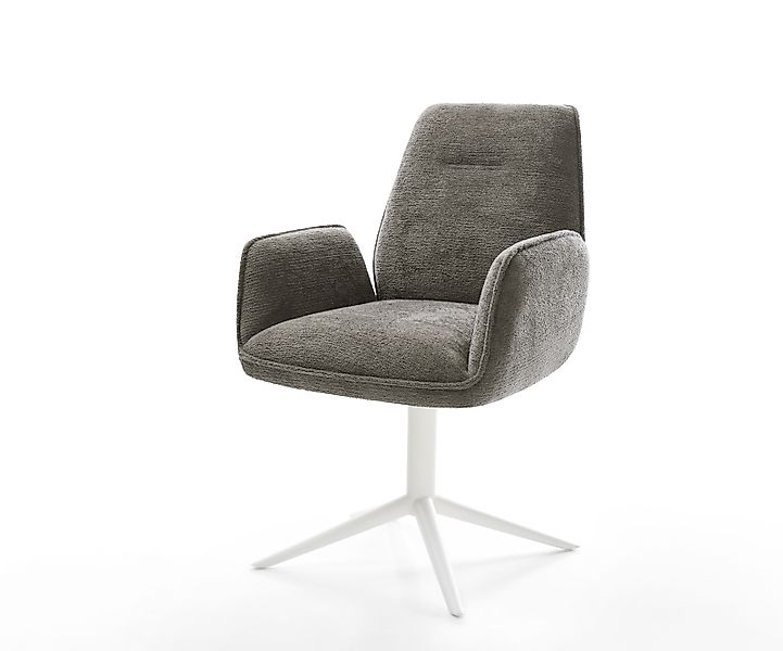 Drehstuhl Zoa-Flex Bouclé Soft Schlamm Fußkreuz Weiß 360° drehbar Wippfunkt günstig online kaufen