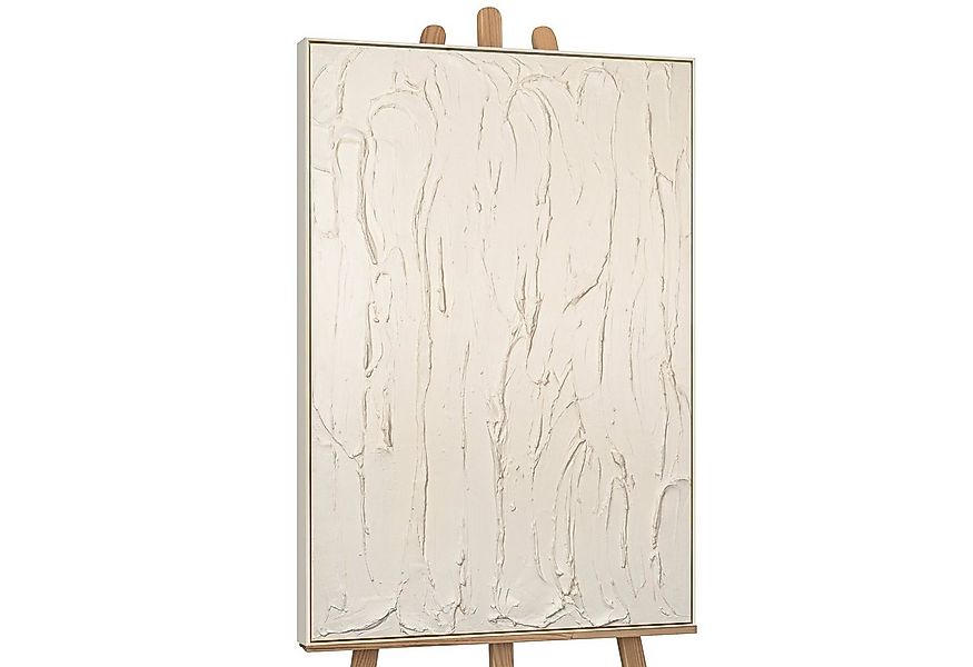 YS-Art Gemälde Schleier, Beige Leinwandbild, Ton in Ton gemalt mit einem Sc günstig online kaufen