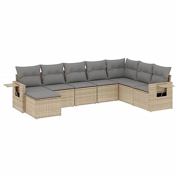 vidaXL 8-Tlg Garten-Sofagarnitur mit Kissen Beige Poly Rattan 3220558 günstig online kaufen