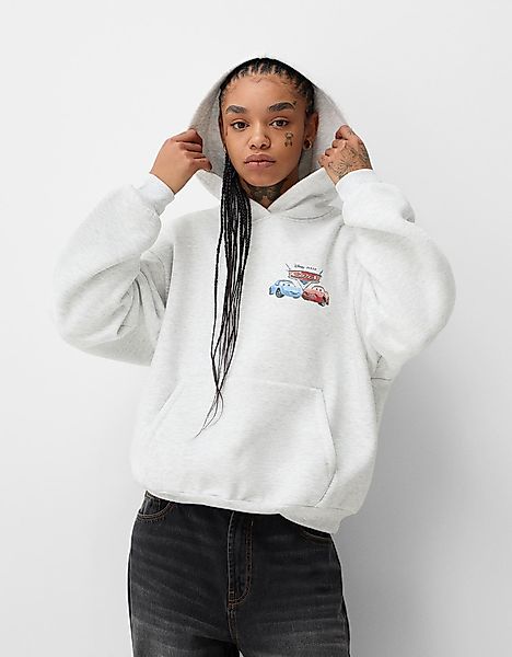 Bershka Hoodie Cars Mit Kapuze Und Print Damen M Grau günstig online kaufen