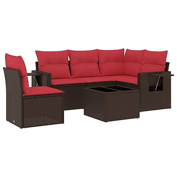 vidaXL 6-Tlg Gartensofa-Set mit Kissen Braun Polyrattan 3220183 günstig online kaufen