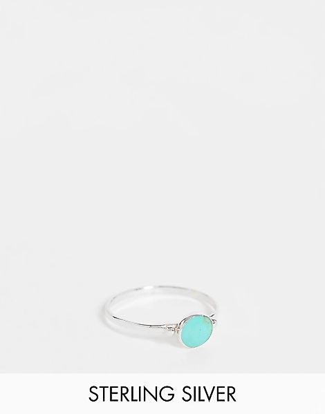 Kingsley Ryan – Ring aus Sterlingsilber mit rundem, türkisfarbenem Stein günstig online kaufen