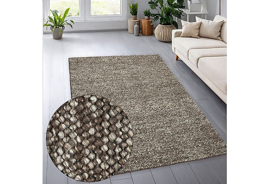 my home Wollteppich Wolly, Wolle, rechteckig, Höhe: 14 mm, handgewebt, Hand günstig online kaufen