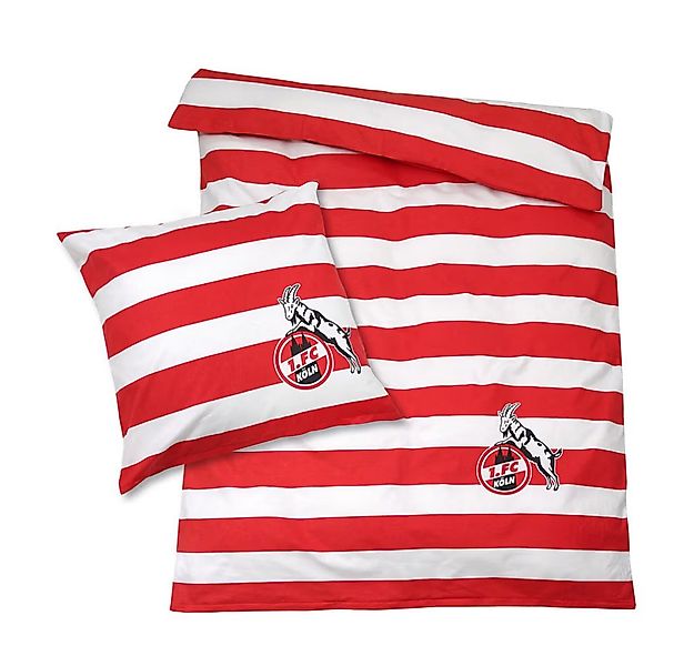 1. FC Köln Bettwäsche, Biber, 2 teilig, 1. FC Köln Design, Blockstreifenmus günstig online kaufen