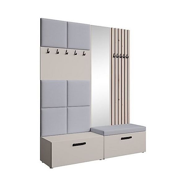 Beautysofa Garderobenschrank mit gepolsterten Paneelen und dekorativen Lame günstig online kaufen