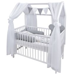 Baby-Delux Komplettbett Hausbett Babybett Komplettset Waffelpique, günstig online kaufen