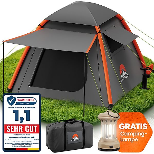 ELONEO Aufblasbares Camping Luftzelt 2-4 Personen Familienzelt mit Vordach, günstig online kaufen