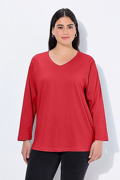 Ulla Popken T-Shirt Shirt V-Ausschnitt Relaxed Langarm günstig online kaufen