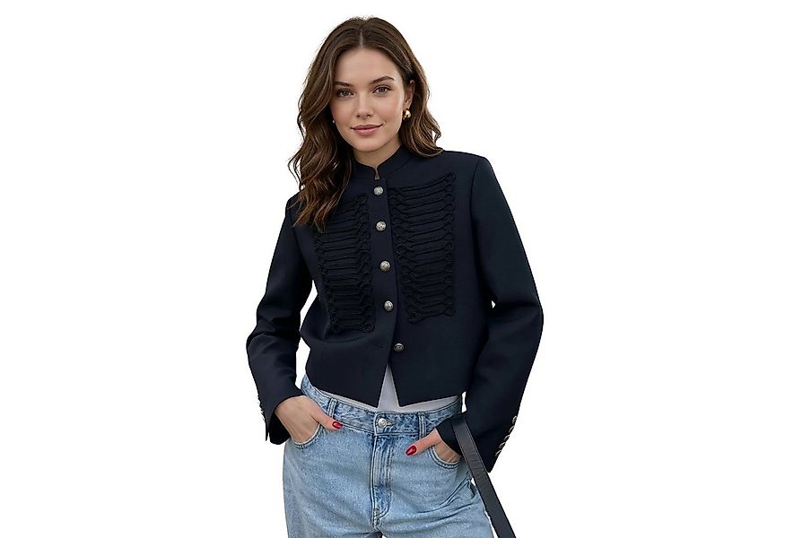 NEXORA Kurzjacke Damen Napoleon Jacke Kurzjacke mit Stehkragen und Zierknöp günstig online kaufen