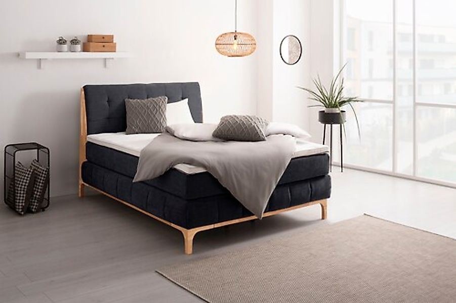 OTTO products Boxspringbett »Jelle«, (5 St.), zertifizierte, recycelte Bezu günstig online kaufen