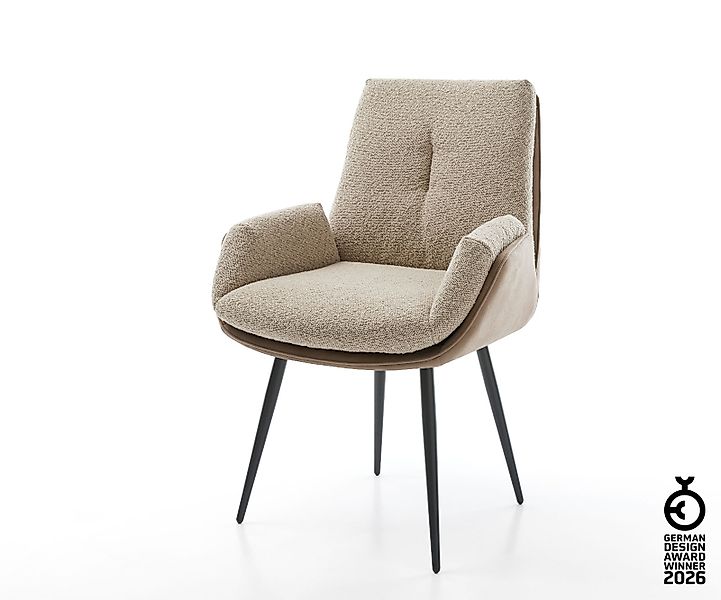 Esszimmerstuhl Clea-Flex Materialmix Schlamm 4-Fuß konisch Schwarz günstig online kaufen