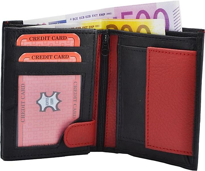 Geldbörse Geldbörse Nappa-Leder Kombibörse schwarz/rot (1-tlg) günstig online kaufen