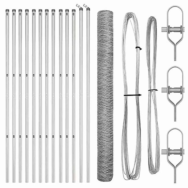 vidaXL Zaunpfosten Silber 25 x 1,6 m 36 mm Mesh Stahl 3352972 günstig online kaufen