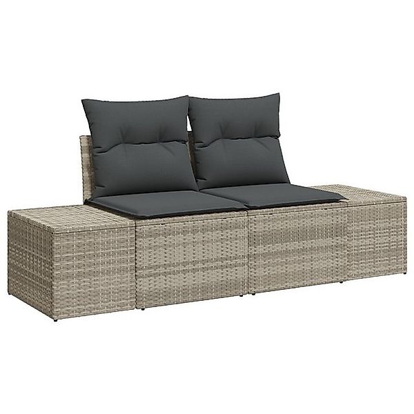 vidaXL Loungesofa 2-Sitzer Garten-Sofa mit Kissen Grau Poly-Rattan, 1 Teile günstig online kaufen