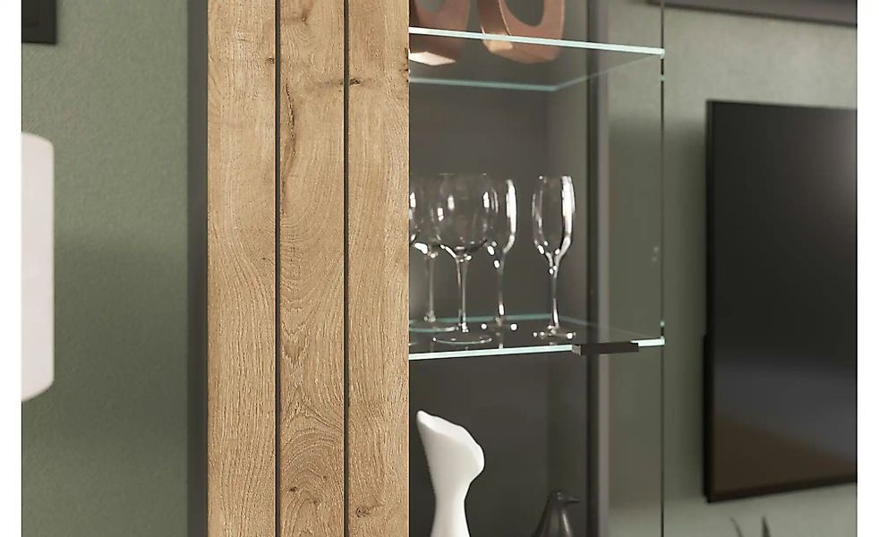 Wohnkombination  Fosso ¦ grau ¦ Maße (cm): B: 350 H: 195 Kommoden & Sideboa günstig online kaufen