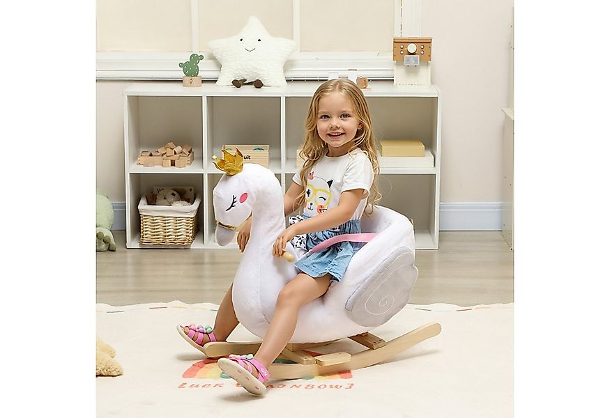 AIYAPLAY Schaukeltier Schwan-Schaukel mit Schlaflied, weicher Füllung, Holz günstig online kaufen