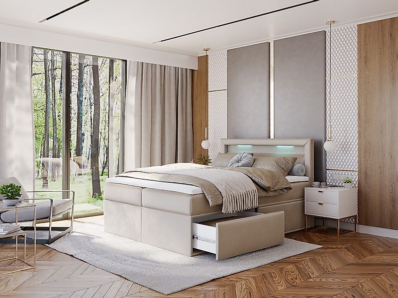 thematys Boxspringbett mit LED Polsterbett Stauraumbett günstig online kaufen