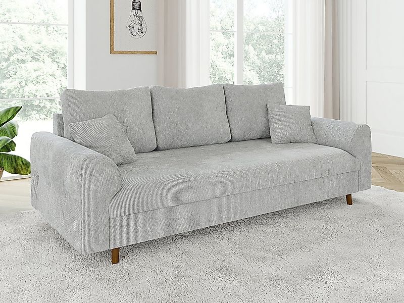 S-Style Möbel 3-Sitzer Sofa Kristian mit Braun Holzfüßen aus Chenille-Stoff günstig online kaufen
