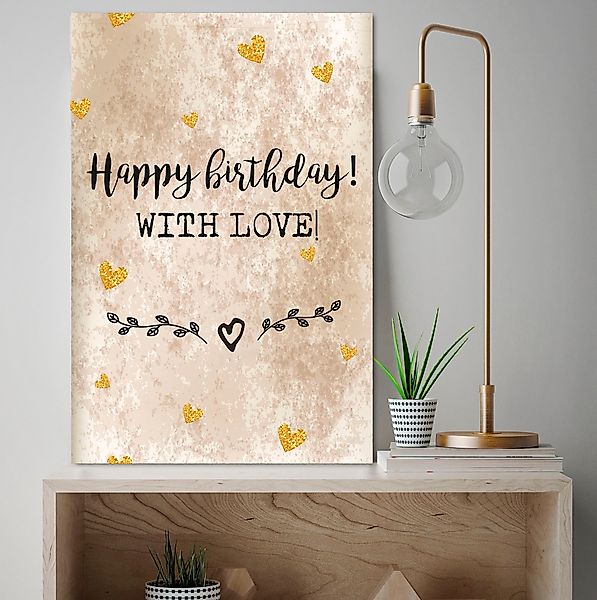 queence Metallbild "Birthday with Love", Schriftzüge, (1 St.), Stahlschilde günstig online kaufen