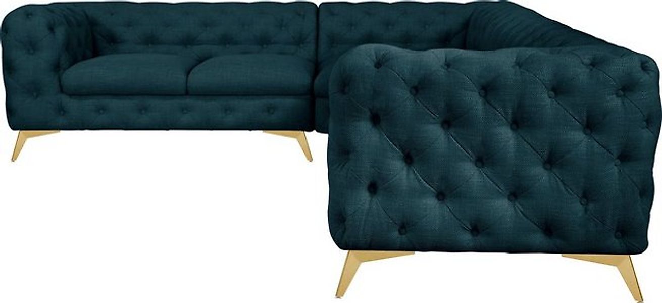 Leonique Chesterfield-Sofa "Ecksofa GLYNIS L-Form mit Wellenunterfederung, günstig online kaufen