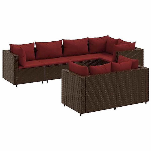 vidaXL 7-Tlg Garten-Lounge-Set mit Kissen Braun Poly Rattan 3308189 günstig online kaufen