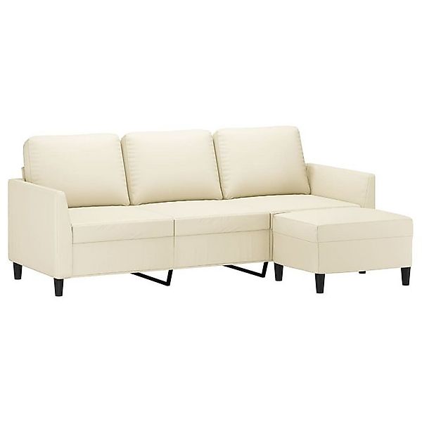 vidaXL Sofa 3-Sitzer-Sofa mit Hocker Creme günstig online kaufen