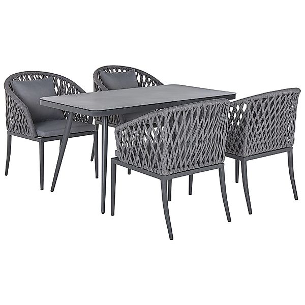 Beliani Gartentisch Set LIPARI Dunkelgrau 80 x140 x75 günstig online kaufen