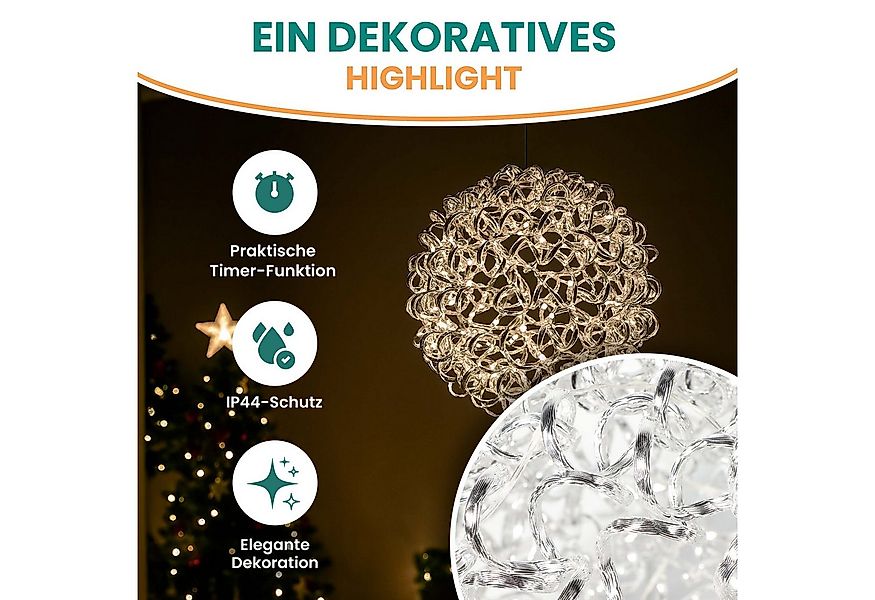 Gartenpirat Dekolicht Kugel o. Stern Silberdraht Alu, LED´s warmweiß, Timer günstig online kaufen