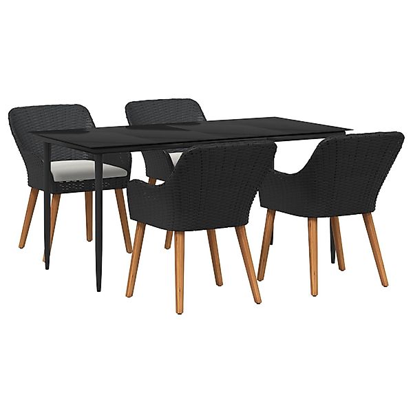 vidaXL 5-Teiliges Garten-Dining-Set Schwarz Poly-Rattan 3261666 günstig online kaufen