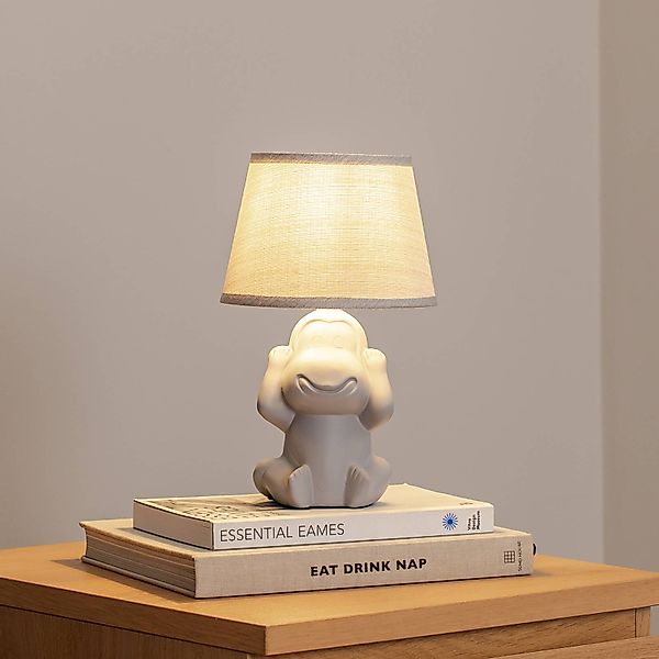 Tischleuchte Monkey, grau, Keramik, 28 cm hoch, E14 günstig online kaufen