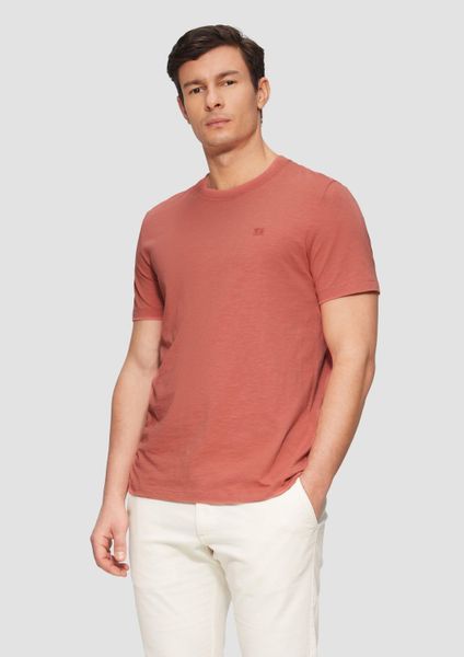 s.Oliver T-Shirt T-Shirt mit Flammgarnstruktur kurzarm, günstig online kaufen