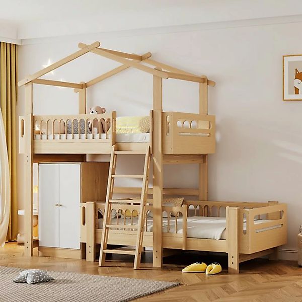 REDOM Etagenbett Hausbett, Kinderbett herausnehmbares Unterbett (mit vierst günstig online kaufen