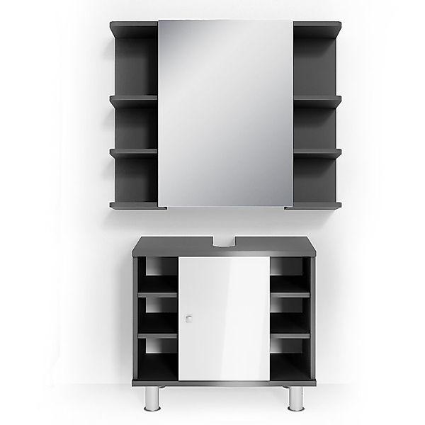 Vicco Badmöbel-Set Fynn, Anthrazit/Weiß Hochglanz, 2 günstig online kaufen