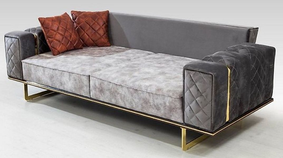 Casa Padrino Schlafsofa Luxus Schlafsofa Grau / Gold 230 x 91 x H. 80 cm - günstig online kaufen