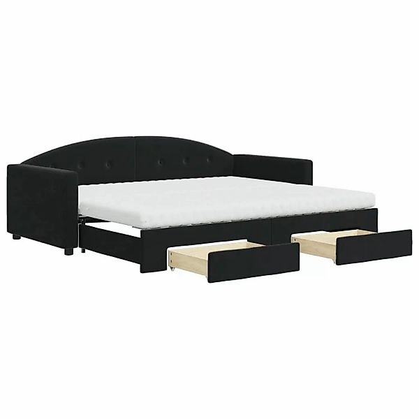 vidaXL Tagesbett Ausziehbar mit Schubladen Schwarz 90x200 cm Samt1847477 günstig online kaufen