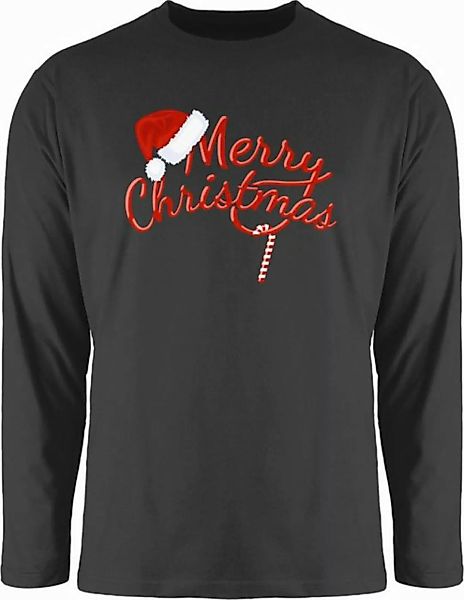 Shirtracer Rundhalsshirt Merry Christmas Zuckerstange I Weihnachtsmotiv Wei günstig online kaufen