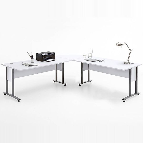 Büro Winkelschreibtisch 160 x 160cm COLUMBUS-10 in Brilliantweiß matt - B x günstig online kaufen